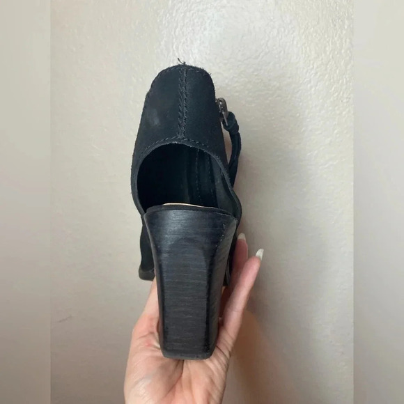 Dolce Vita Open Toed Suede Booties Size 8 Black Boots - Picture 9 of 10